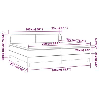 vidaXL Pat box spring cu saltea, crem, 200x200 cm, textil