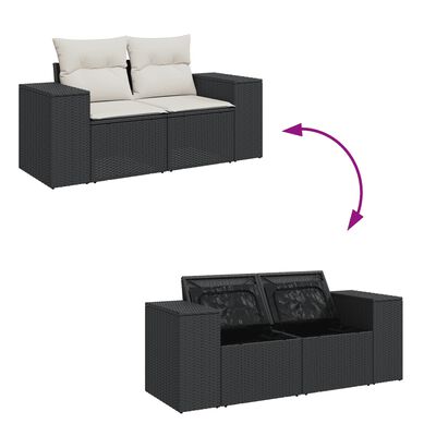 vidaXL Set canapele de grădină cu perne, 7 piese, negru, poliratan