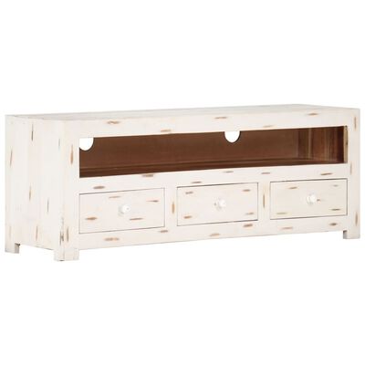 vidaXL Comodă TV, alb, 110x30x40 cm, lemn masiv de acacia