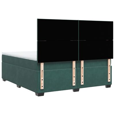 vidaXL Pat box spring cu saltea, verde închis, 200x200 cm, catifea