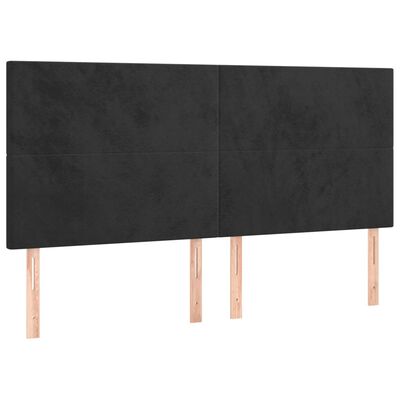 vidaXL Pat box spring cu saltea, negru, 200x200 cm, catifea