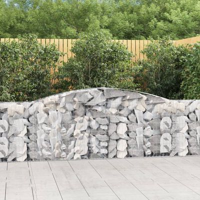 vidaXL Coșuri gabion arcuite 5 buc, 400x30x80/100 cm, fier galvanizat