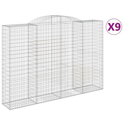 vidaXL Coșuri gabion arcuite 9 buc. 300x50x200/220 cm fier galvanizat