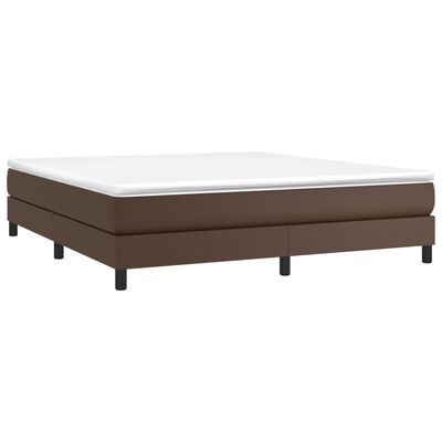 vidaXL Pat box spring cu saltea, maro, 180x200 cm, piele ecologică