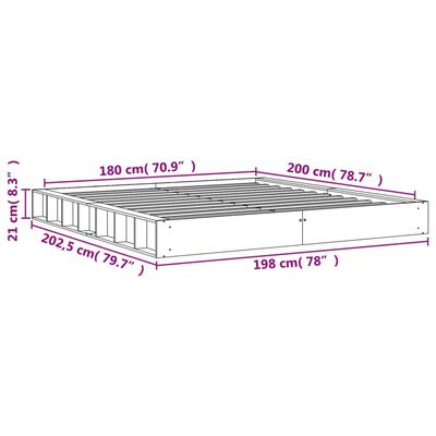 vidaXL Cadru de pat fără saltea, maro ceruit 180x200 cm lemn masiv pin