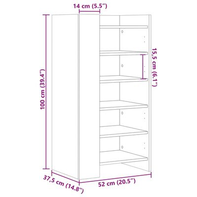 vidaXL Pantofar, stejar fumuriu, 52x37,5x100 cm, lemn prelucrat