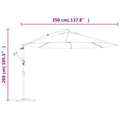 vidaXL Umbrelă suspendată, stâlp din aluminiu, 350 cm, teracota