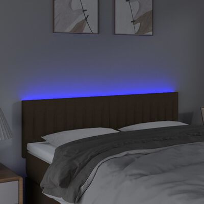 vidaXL Tăblie de pat cu LED, maro închis, 144x5x78/88 cm, textil