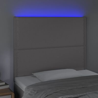 vidaXL Tăblie de pat cu LED, gri, 90x5x118/128 cm, piele ecologică