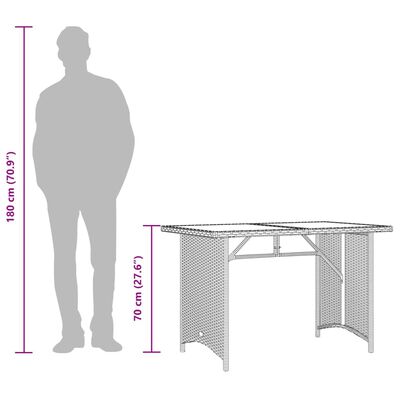 vidaXL Masă de grădină cu blat din lemn, negru 110x68x70 cm poliratan