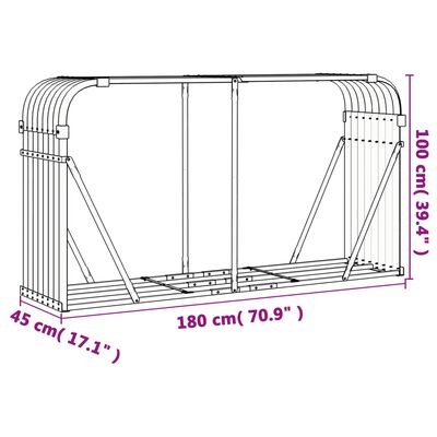 vidaXL Suport pentru bușteni, maro, 180x45x100 cm, oțel galvanizat