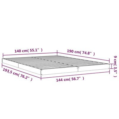 vidaXL Cadru de pat, alb, 140x190 cm, lemn masiv de pin