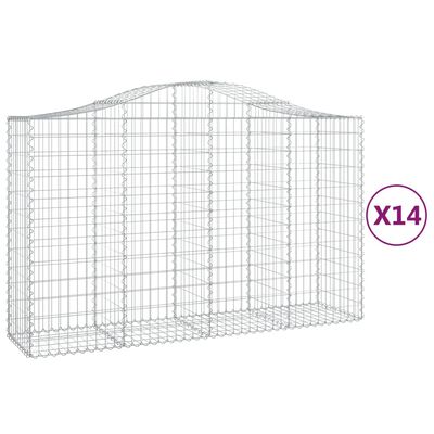 vidaXL Coșuri gabion arcuite 14 buc, 200x50x120/140 cm,fier galvanizat