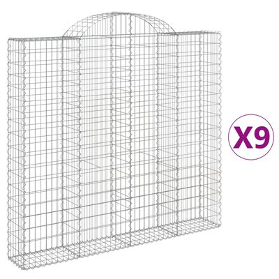 vidaXL Coșuri gabion arcuite 9 buc, 200x30x180/200cm, fier galvanizat