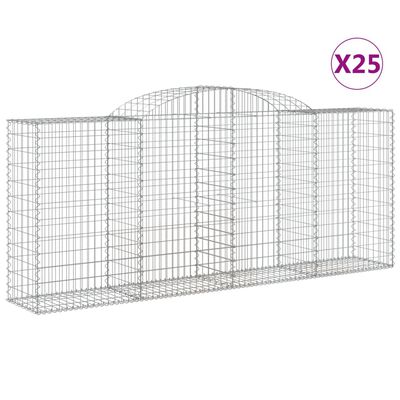 vidaXL Coșuri gabion arcuite 25 buc. 300x50x120/140 cm fier galvanizat