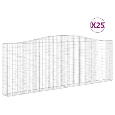 vidaXL Coșuri gabion arcuite 25 buc, 400x30x140/160cm, fier galvanizat