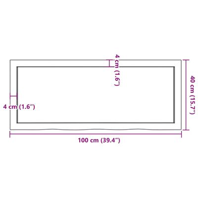 vidaXL Poliță de perete, 100x40x(2-4)cm, lemn masiv de stejar netratat