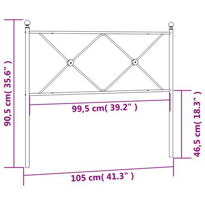 vidaXL Tăblie de pat metalică, negru, 100 cm