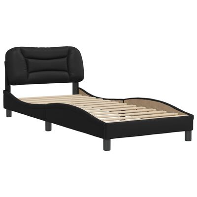 vidaXL Cadru de pat cu tăblie, negru, 90x190 cm, piele ecologică