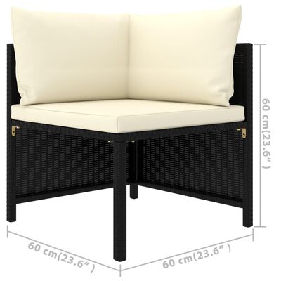 vidaXL Set mobilier de grădină cu perne, 7 piese, negru, poliratan