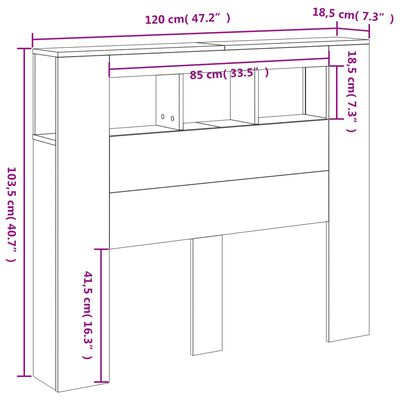 vidaXL Tăblie de pat cu LED, alb, 120x18,5x103,5 cm, lemn