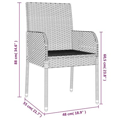 vidaXL Set mobilier de grădină cu perne, 7 piese, negru, poliratan