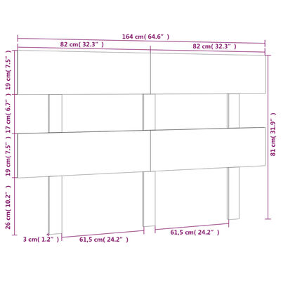 vidaXL Tăblie de pat, 164x3x81 cm, lemn masiv de pin