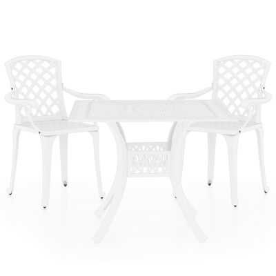 vidaXL Set mobilier bistro, 3 piese, alb, aluminiu turnat