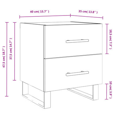 vidaXL Noptiere, 2 buc., stejar maro, 40x35x47,5 cm, lemn compozit