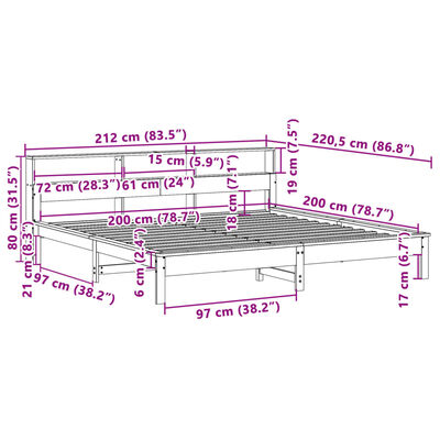 vidaXL Cadru de pat fără saltea, alb, 200x200 cm, lemn masiv pin