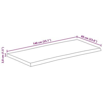 vidaXL Blat de masă contur natural 140x60x3,8 cm lemn masiv mango brut