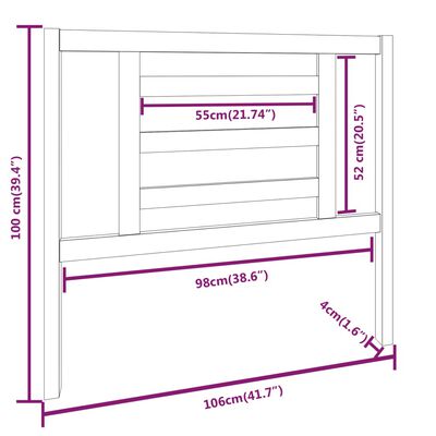 vidaXL Tăblie de pat, 106x4x100 cm, lemn masiv de pin