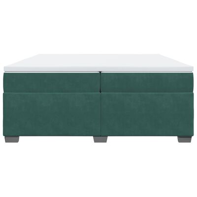 vidaXL Pat box spring cu saltea, verde închis, 200x200 cm, catifea