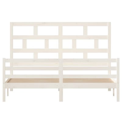 vidaXL Cadru de pat Super King, alb, 180x200 cm, lemn masiv