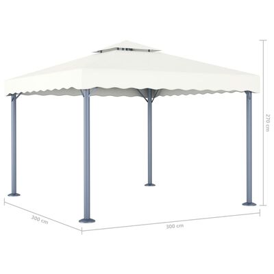 vidaXL Pavilion cu șiruri de lumini LED, crem, 300x300 cm, aluminiu