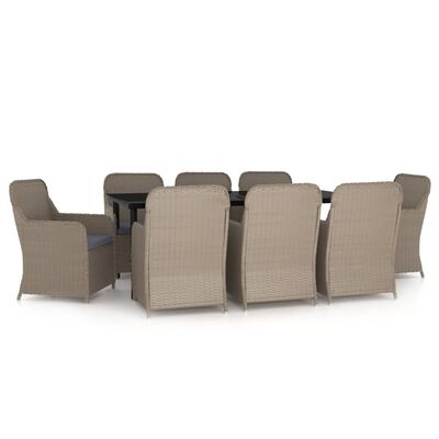 vidaXL Set mobilier de grădină cu perne, 9 piese, maro