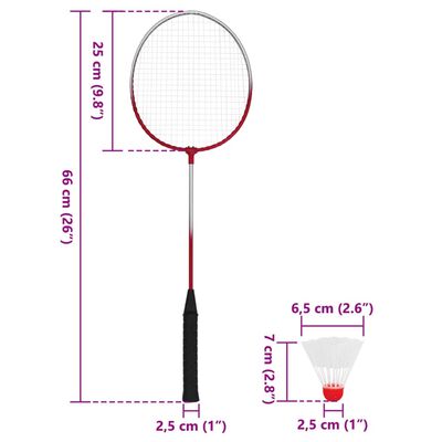 vidaXL Set de badminton cu 4 rachete și plasă, 620x151 cm