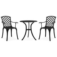 vidaXL Set mobilier bistro, 3 piese, negru, aluminiu turnat