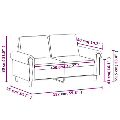 vidaXL Canapea cu 2 locuri, gri deschis, 120 cm, catifea