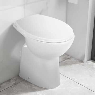 vidaXL Vas WC fără ramă, închidere silențioasă, + 7 cm, alb, ceramică