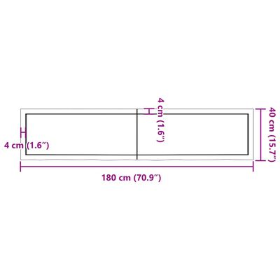 vidaXL Blat de baie, maro închis, 180x40x(2-6) cm, lemn masiv tratat