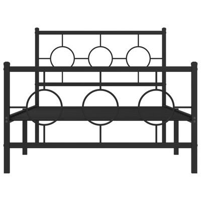 vidaXL Cadru pat metalic cu tăblii de cap/picioare, negru, 100x190 cm