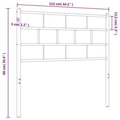 vidaXL Tăblie de pat metalică, alb, 107 cm