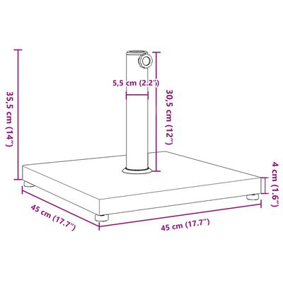 vidaXL Suport umbrelă pentru stâlpi Ø32/38/48 mm, 18 kg, pătrat