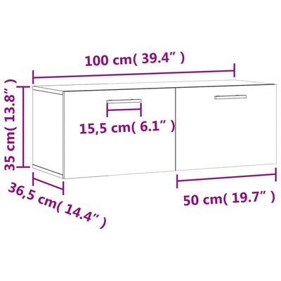 vidaXL Dulap de perete, stejar maro, 100x36,5x35 cm, lemn prelucrat