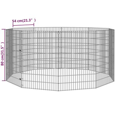 vidaXL Adăpost pentru animale cu 10 panouri, 54x80 cm, fier galvanizat