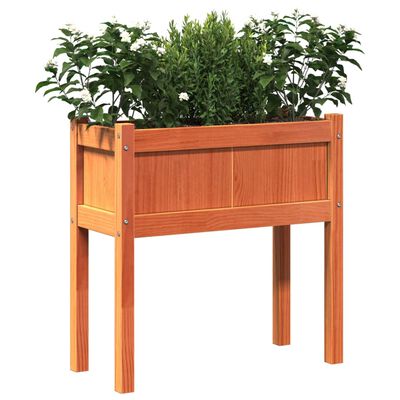 vidaXL Jardinieră grădină cu picioare maro ceruit 70x31x70 cm lemn pin