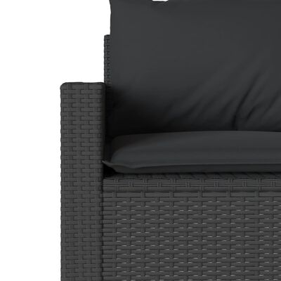 vidaXL Set mobilier de grădină cu perne, 2 piese, negru, poliratan