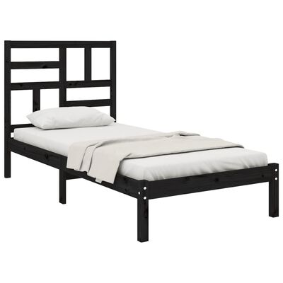 vidaXL Cadru de pat single, negru, 90x190 cm, lemn masiv