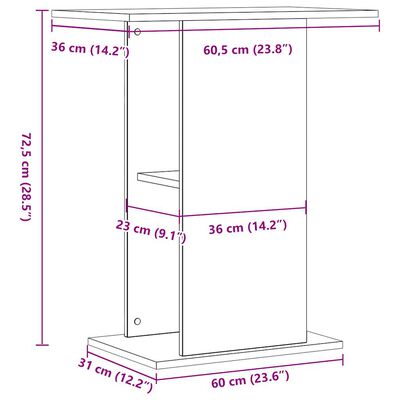 vidaXL Suport acvariu stejar artizanal 36x60,5x72,5 cm, lemn prelucrat